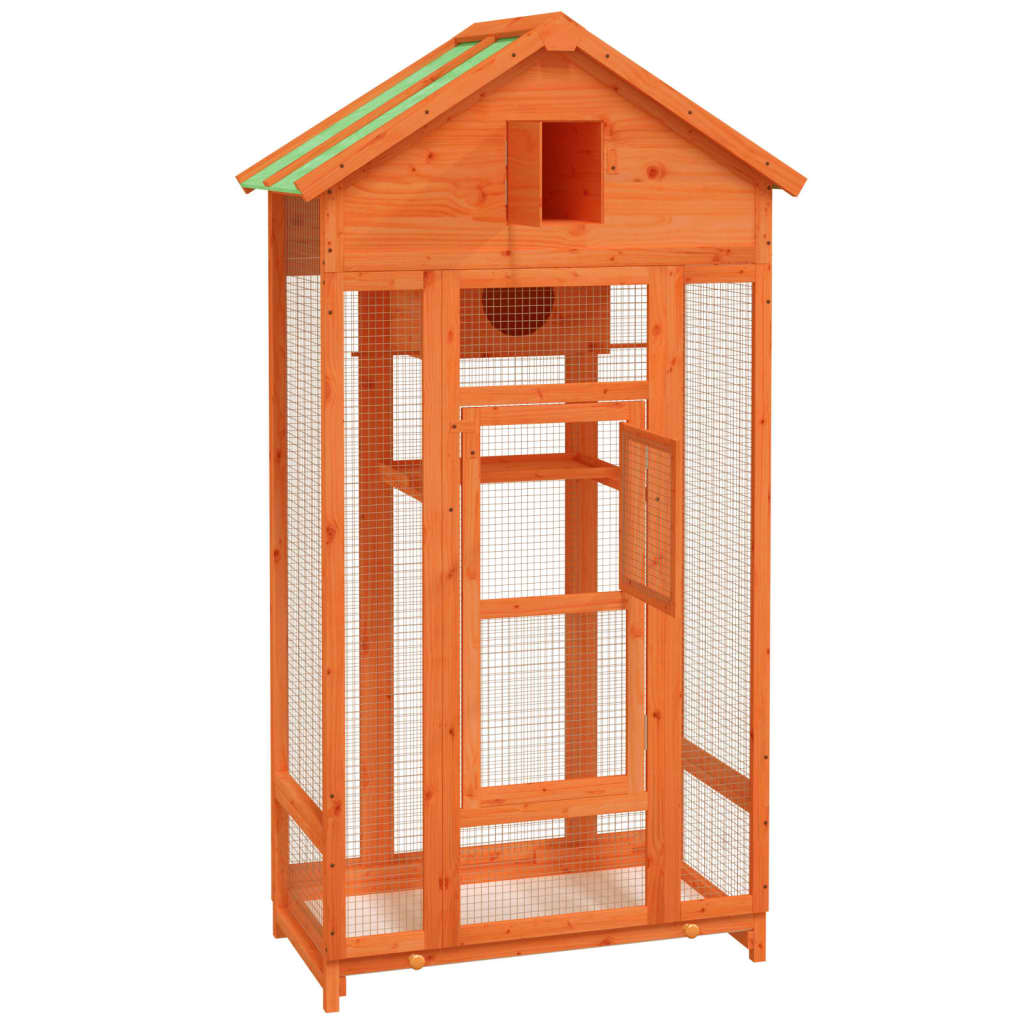 vidaXL Colivie de păsări maro 91,5x53x170 cm din lemn masiv de pin vidaXL Colivie de păsări maro 91,5x53x170 cm din lemn masiv de pin
