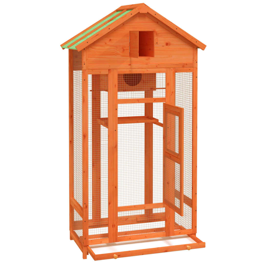 vidaXL Colivie de păsări maro 91,5x53x170 cm din lemn masiv de pin vidaXL Colivie de păsări maro 91,5x53x170 cm din lemn masiv de pin