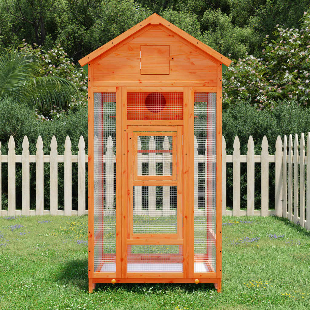 vidaXL Colivie de păsări maro 91,5x53x170 cm din lemn masiv de pin vidaXL Colivie de păsări maro 91,5x53x170 cm din lemn masiv de pin