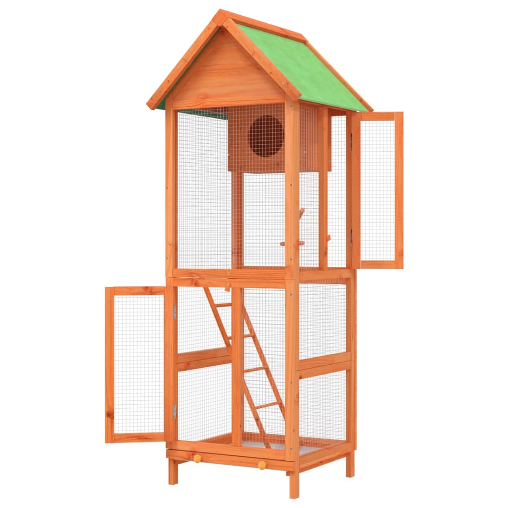 vidaXL Colivie de păsări maro 60x58,5x160 cm din lemn masiv de pin vidaXL Colivie de păsări maro 60x58,5x160 cm din lemn masiv de pin