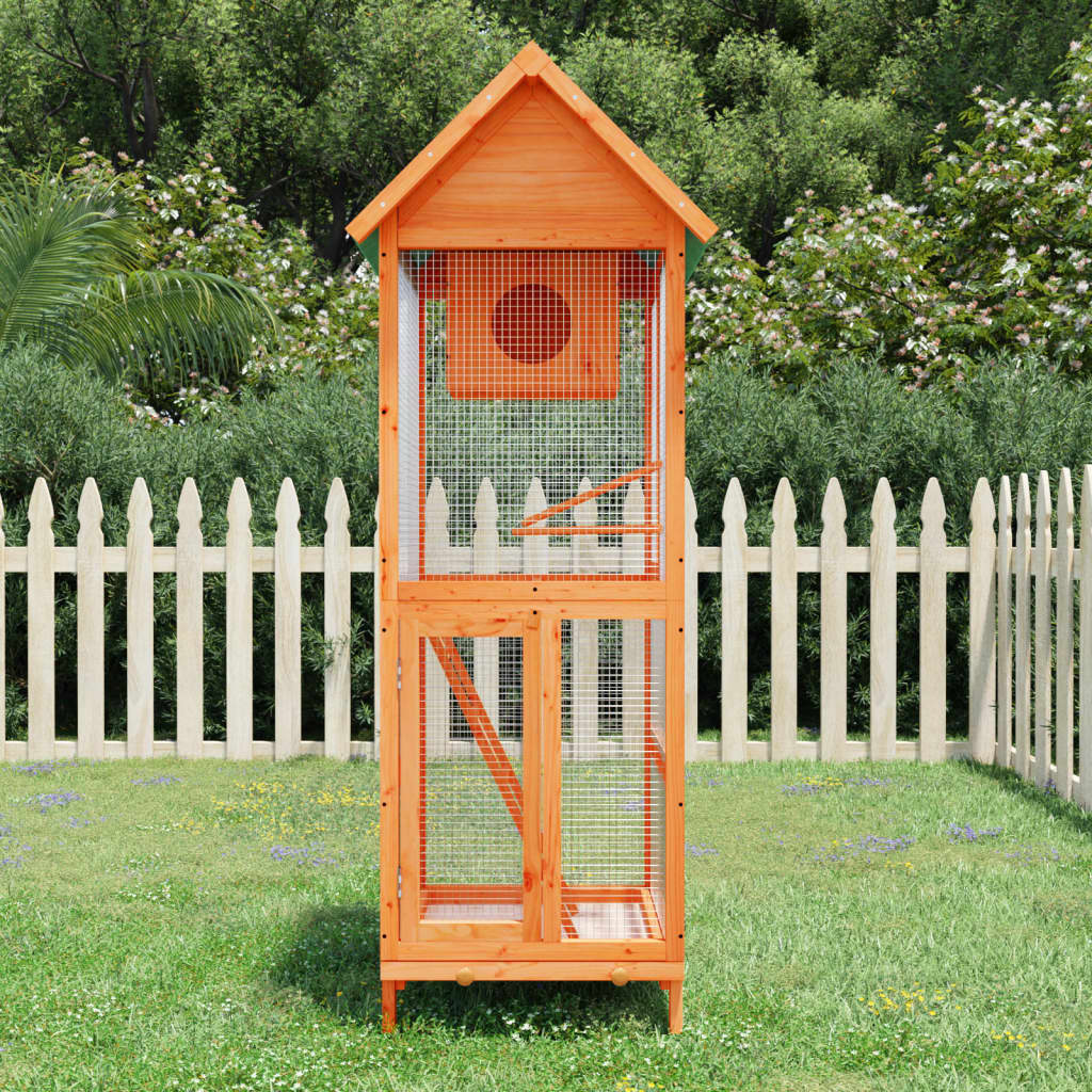 vidaXL Colivie de păsări maro 60x58,5x160 cm din lemn masiv de pin vidaXL Colivie de păsări maro 60x58,5x160 cm din lemn masiv de pin