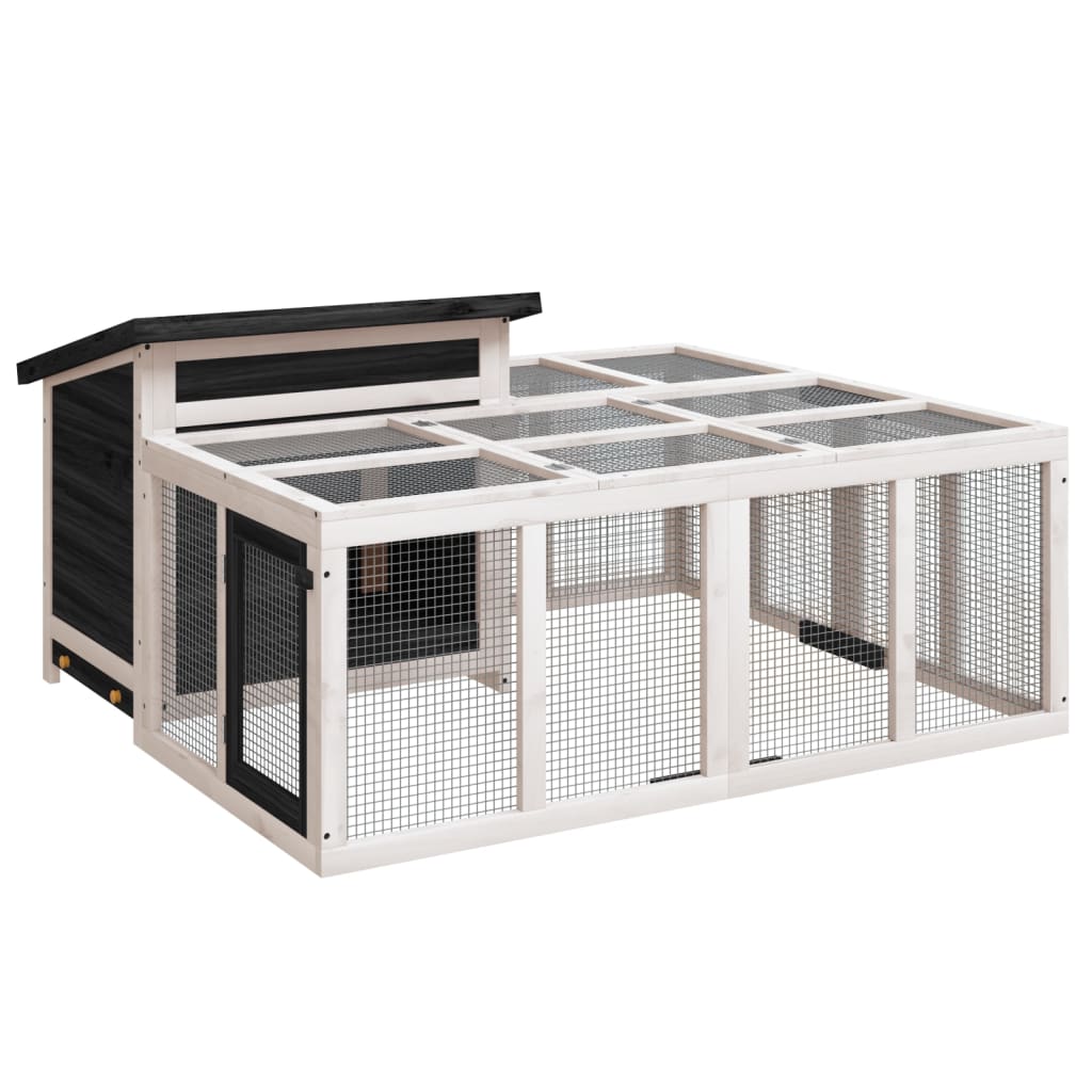 vidaXL Cușcă pentru iepuri gri 144x123x67,5 cm din lemn masiv de pin