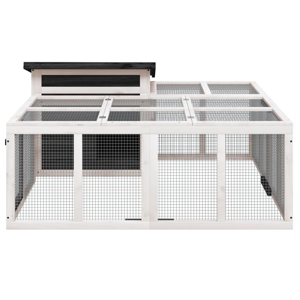 vidaXL Cușcă pentru iepuri gri 144x123x67,5 cm din lemn masiv de pin