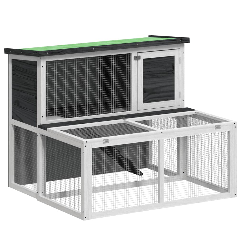 vidaXL Cușcă pentru iepuri, gri, 102x90x84,5 cm, lemn masiv de pin