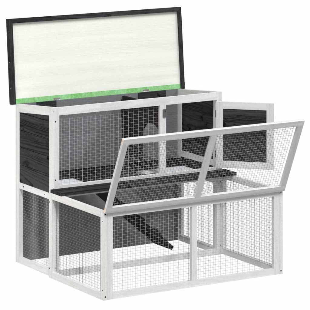 vidaXL Cușcă pentru iepuri, gri, 102x90x84,5 cm, lemn masiv de pin