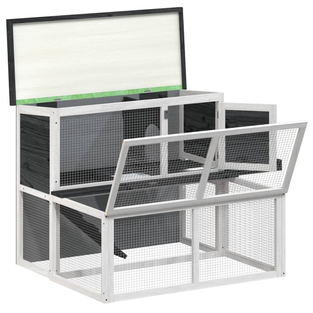 vidaXL Cușcă pentru iepuri, gri, 102x90x84,5 cm, lemn masiv de pin