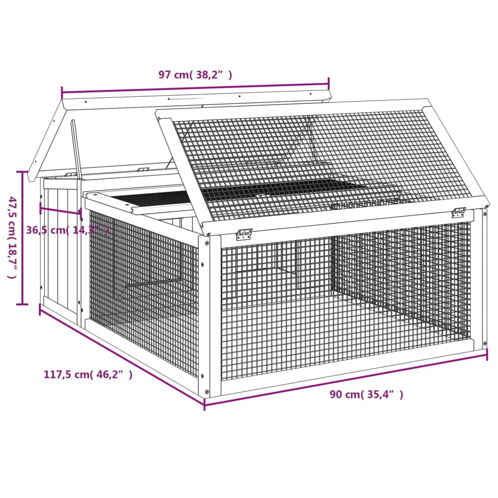 vidaXL Cușcă pentru iepuri, maro, 117,5x97x47,5 cm, lemn masiv de pin vidaXL Cușcă pentru iepuri, maro, 117,5x97x47,5 cm, lemn masiv de pin