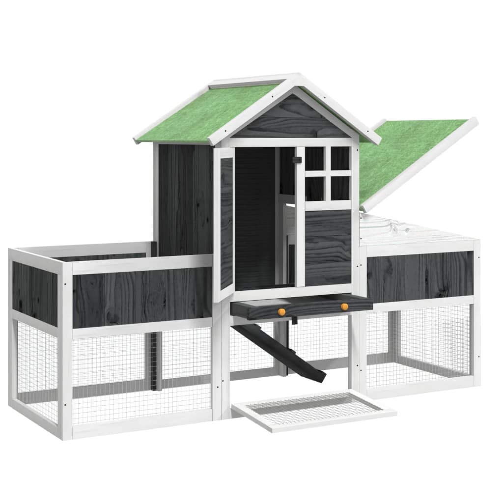 vidaXL Cușcă pentru iepuri gri 170x63x113 cm lemn masiv de pin