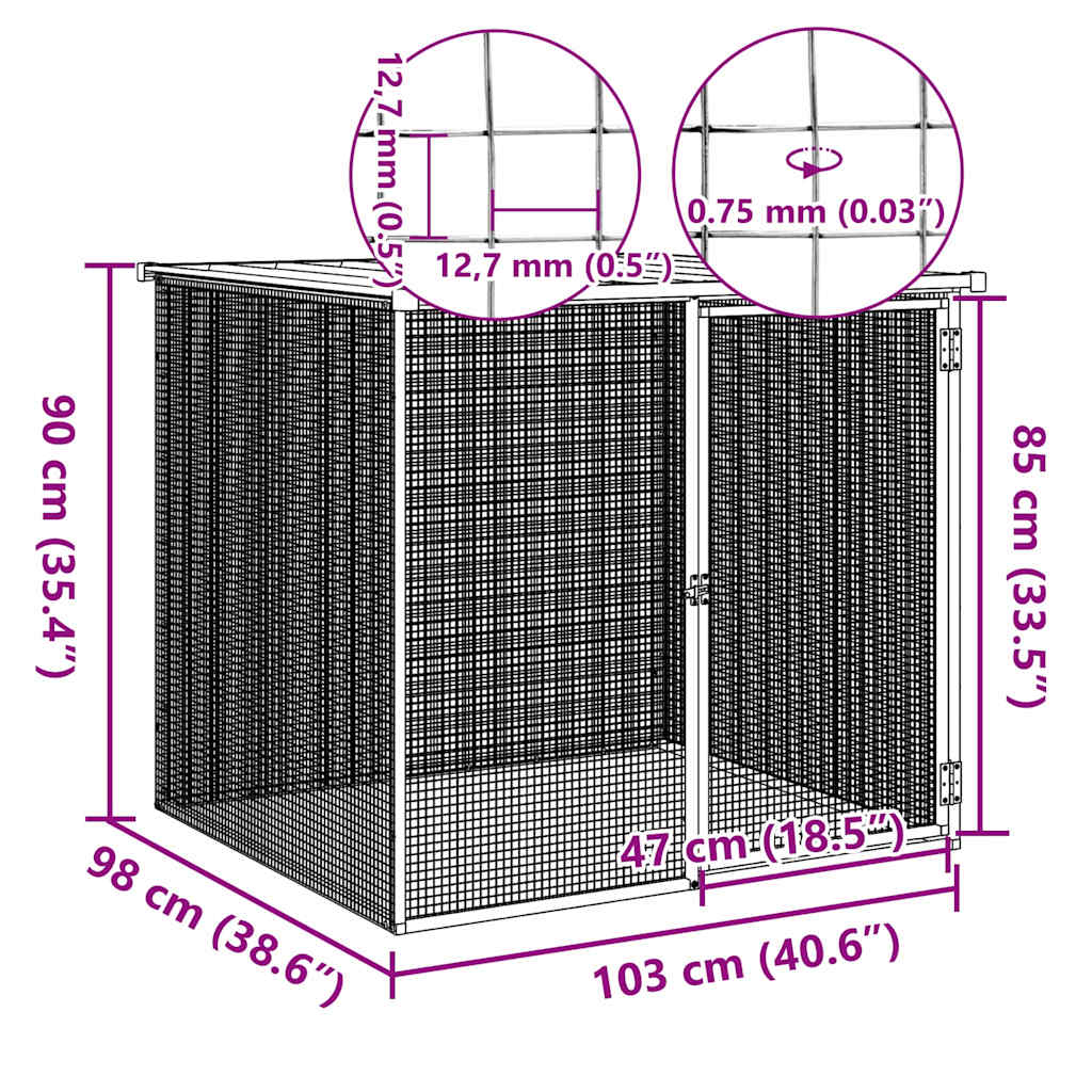 vidaXL Coteț pui cu acoperiș, antracit, 103x98x90 cm, oțel galvanizat vidaXL Coteț pui cu acoperiș, antracit, 103x98x90 cm, oțel galvanizat