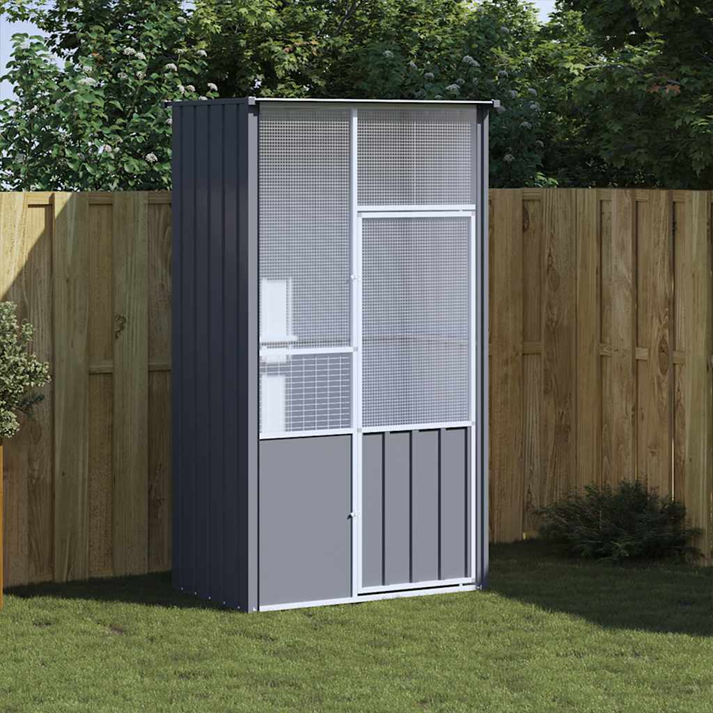 vidaXL Colivie pentru păsări antracit 115x78x200 cm oțel galvanizat vidaXL Colivie pentru păsări antracit 115x78x200 cm oțel galvanizat