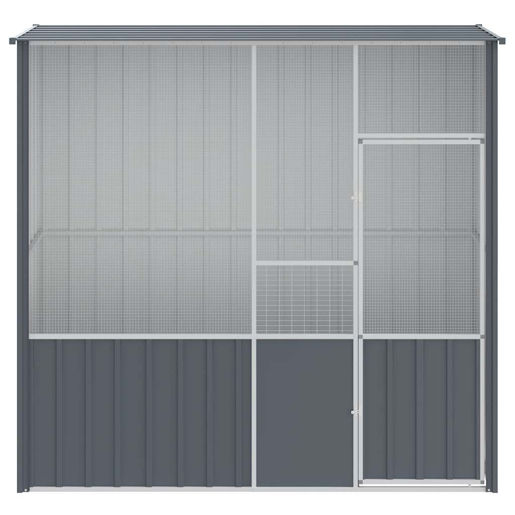 vidaXL Colivie pentru păsări antracit 215x78x200 cm oțel galvanizat vidaXL Colivie pentru păsări antracit 215x78x200 cm oțel galvanizat