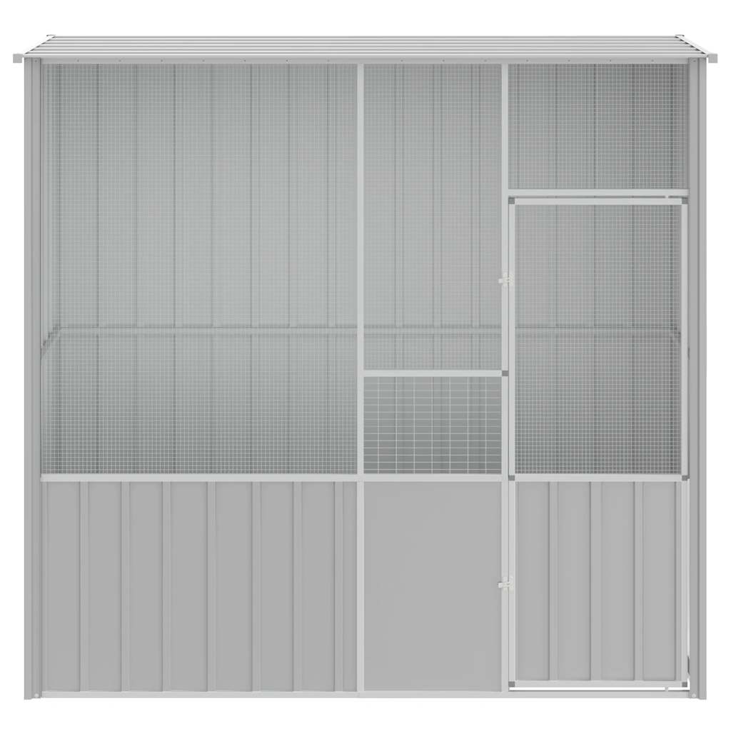 vidaXL Colivie pentru păsări gri 215x78x200 cm oțel galvanizat