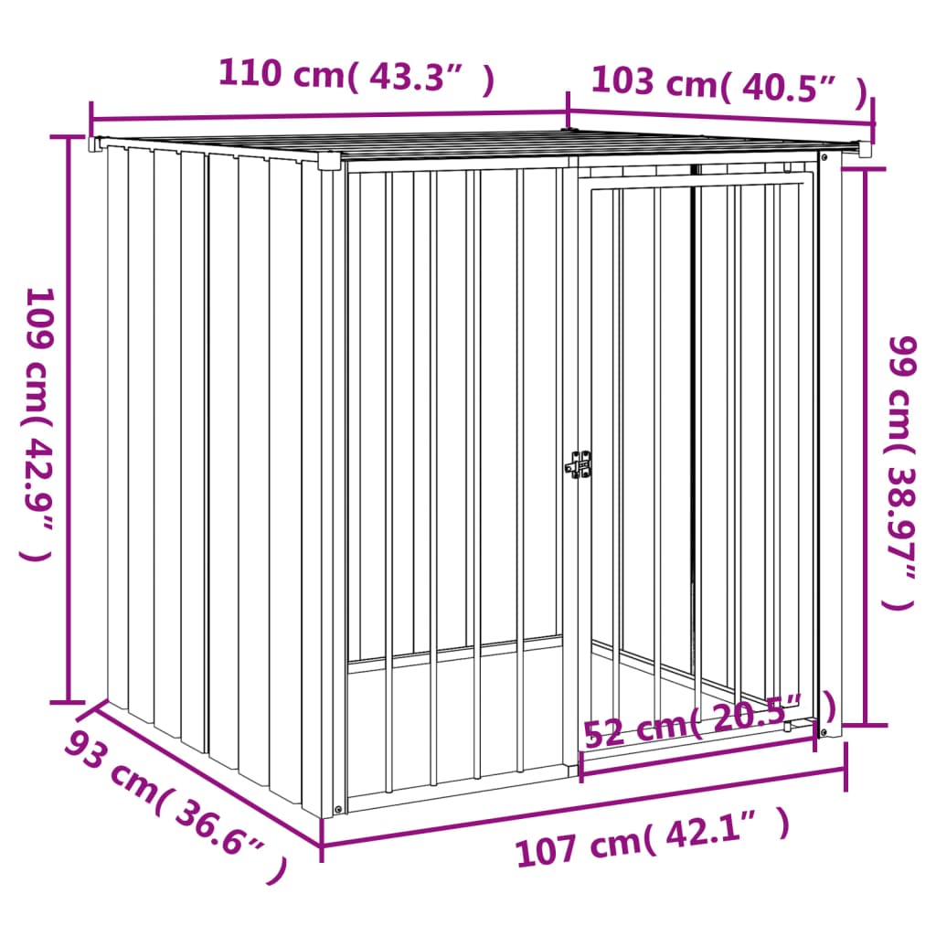 vidaXL Cușcă câine cu acoperiș, negru, 110x103x109 cm, oțel galvanizat vidaXL Cușcă câine cu acoperiș, negru, 110x103x109 cm, oțel galvanizat