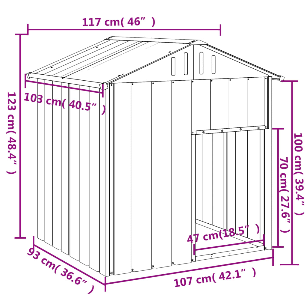 vidaXL Cușcă câine cu acoperiș antracit 117x103x123 cm oțel galvanizat vidaXL Cușcă câine cu acoperiș antracit 117x103x123 cm oțel galvanizat