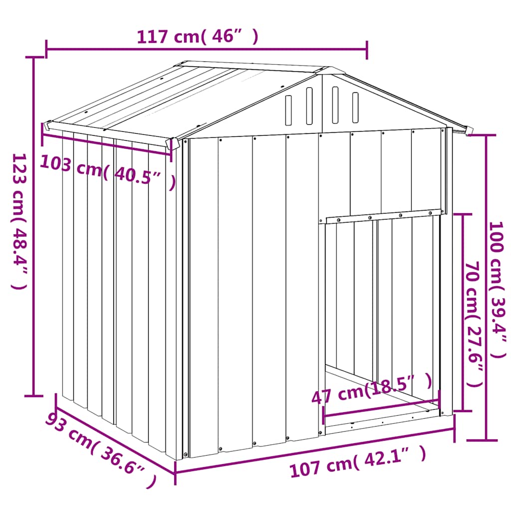 vidaXL Casă câine & acoperiș gri deschis 117x103x123cm oțel galvanizat vidaXL Casă câine & acoperiș gri deschis 117x103x123cm oțel galvanizat
