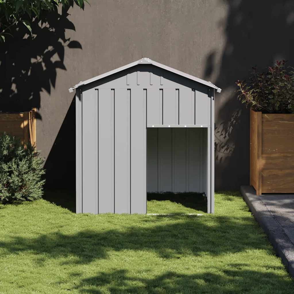 vidaXL Casă câine & acoperiș gri deschis 117x103x123cm oțel galvanizat vidaXL Casă câine & acoperiș gri deschis 117x103x123cm oțel galvanizat