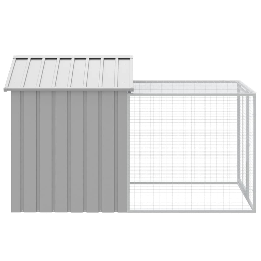 vidaXL Coteț pui cu incintă gri deschis 117x201x123 cm oțel galvanizat vidaXL Coteț pui cu incintă gri deschis 117x201x123 cm oțel galvanizat