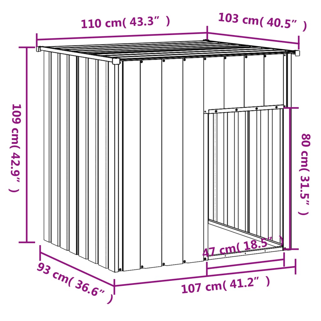 vidaXL Casă câine & acoperiș gri deschis 110x103x109 oțel galvanizat vidaXL Casă câine & acoperiș gri deschis 110x103x109 oțel galvanizat