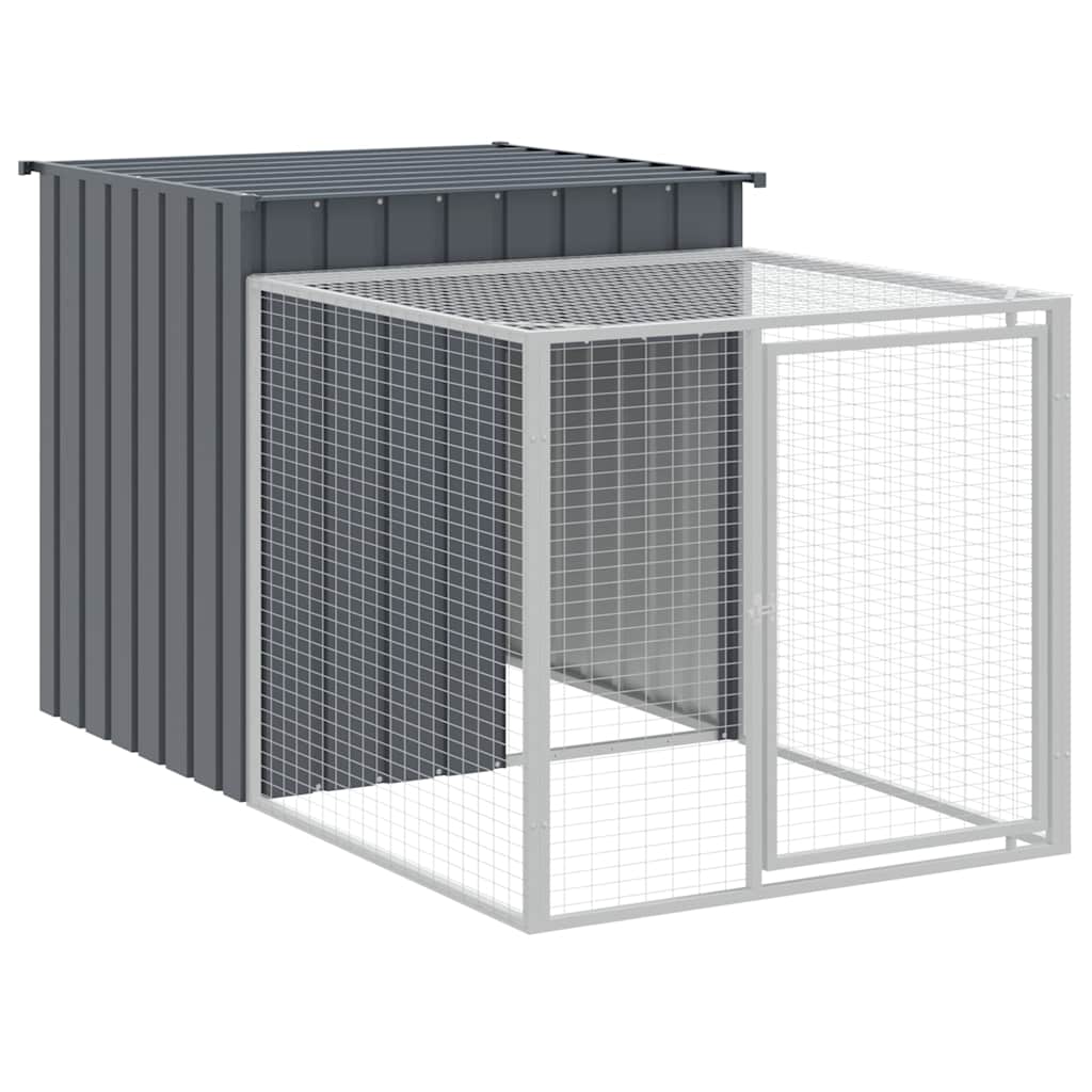 vidaXL Coteț de pui cu incintă antracit 110x201x110 cm oțel galvanizat vidaXL Coteț de pui cu incintă antracit 110x201x110 cm oțel galvanizat