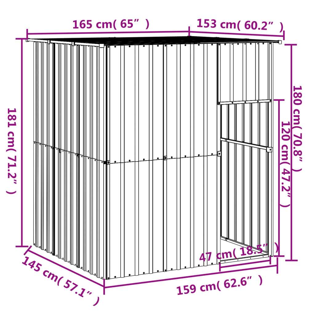 vidaXL Cușcă câine cu acoperiș antracit 165x153x181 cm oțel galvanizat vidaXL Cușcă câine cu acoperiș antracit 165x153x181 cm oțel galvanizat