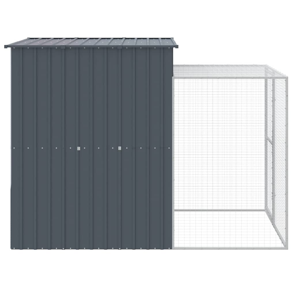 vidaXL Coteț de pui cu incintă antracit 165x251x181 cm oțel galvanizat vidaXL Coteț de pui cu incintă antracit 165x251x181 cm oțel galvanizat