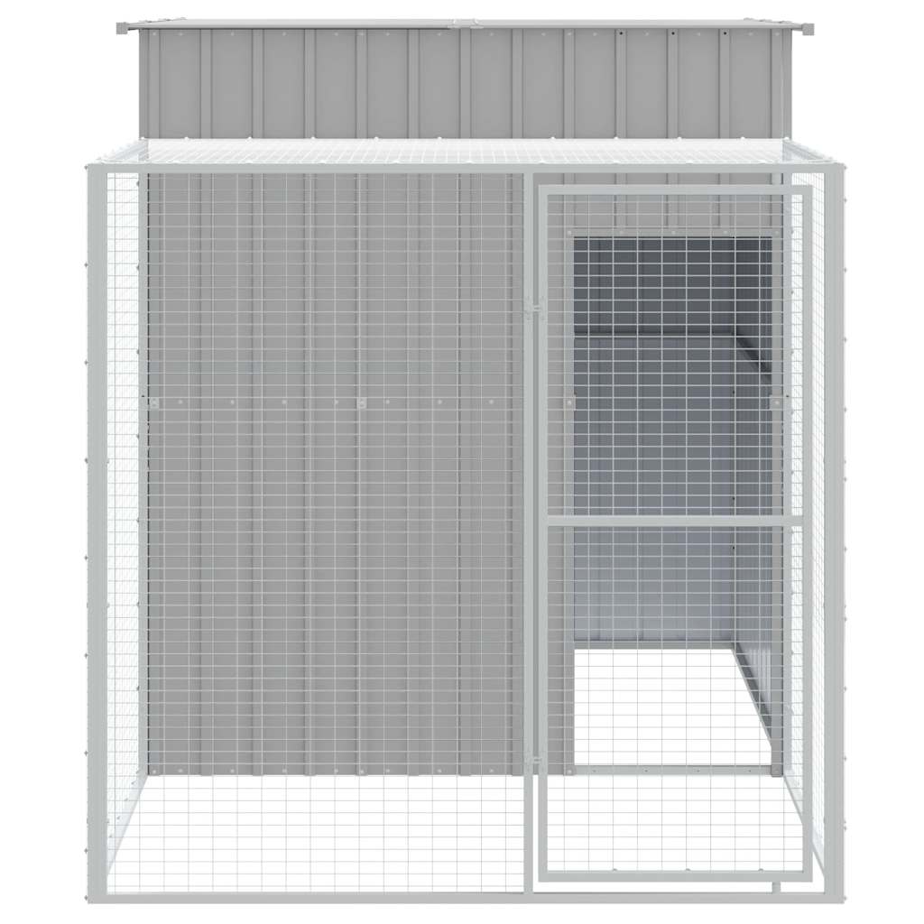 vidaXL Coteț pui cu incintă gri deschis 165x251x181 cm oțel galvanizat vidaXL Coteț pui cu incintă gri deschis 165x251x181 cm oțel galvanizat