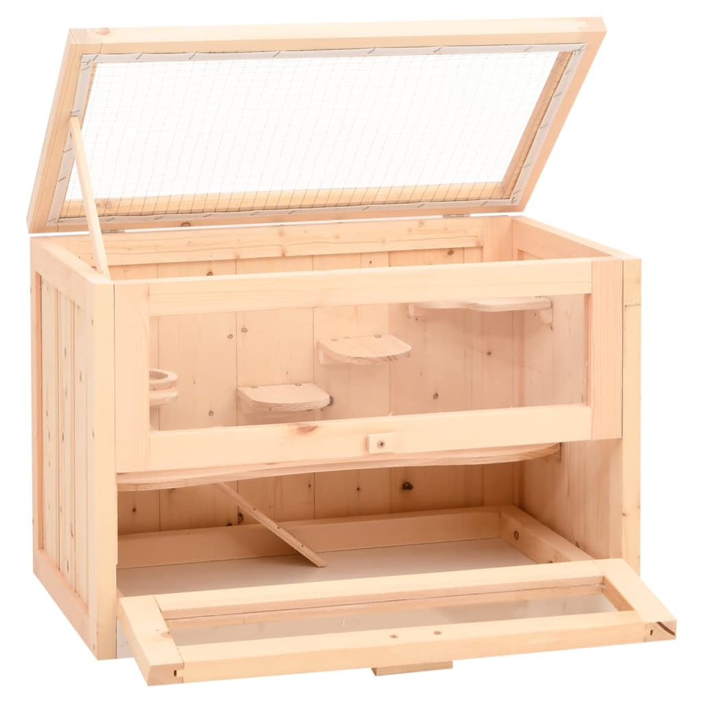vidaXL Cușcă pentru hamsteri, 60x35,5x42 cm, lemn masiv de brad vidaXL Cușcă pentru hamsteri, 60x35,5x42 cm, lemn masiv de brad