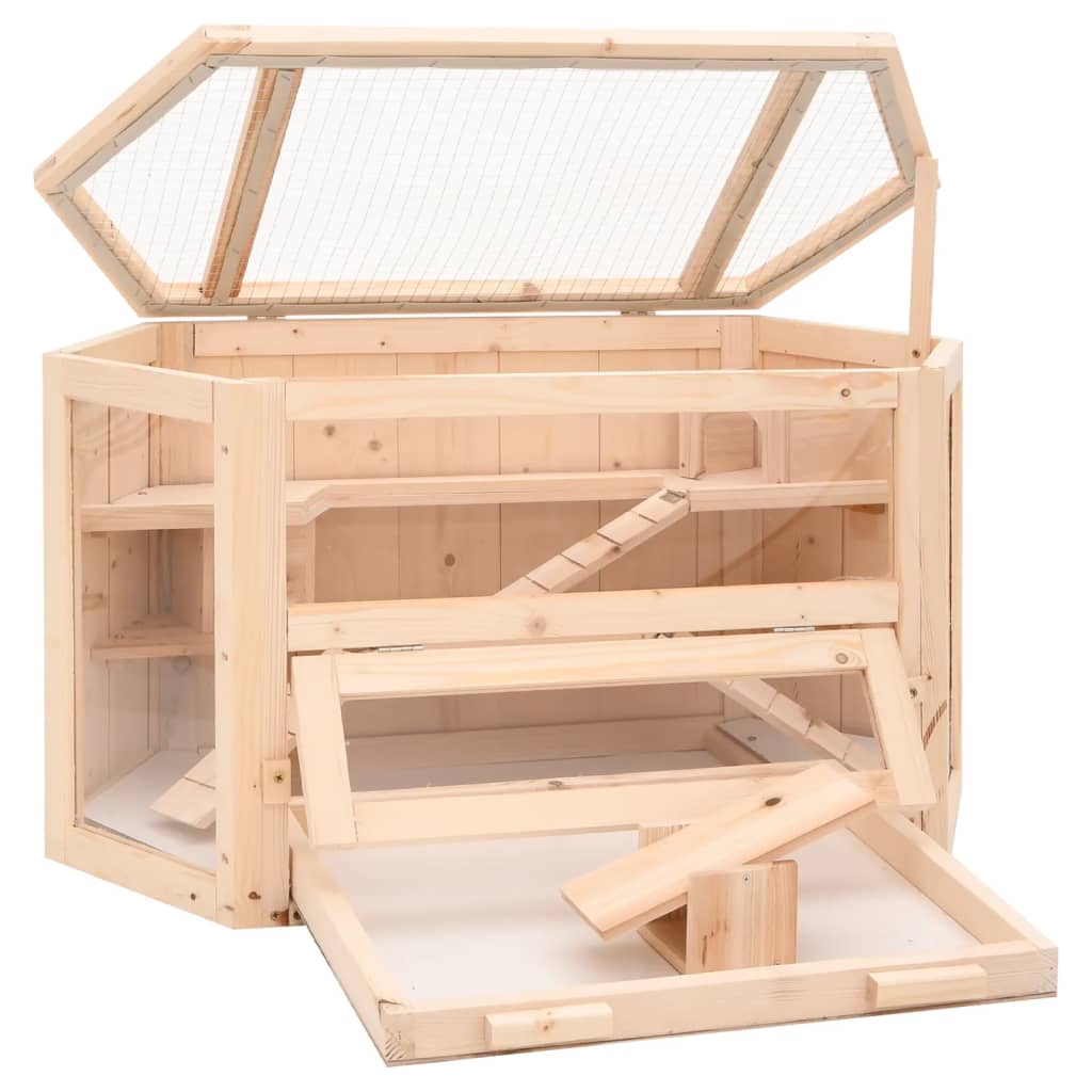 vidaXL Cușcă pentru hamsteri, 80x40x43 cm, lemn masiv de brad vidaXL Cușcă pentru hamsteri, 80x40x43 cm, lemn masiv de brad