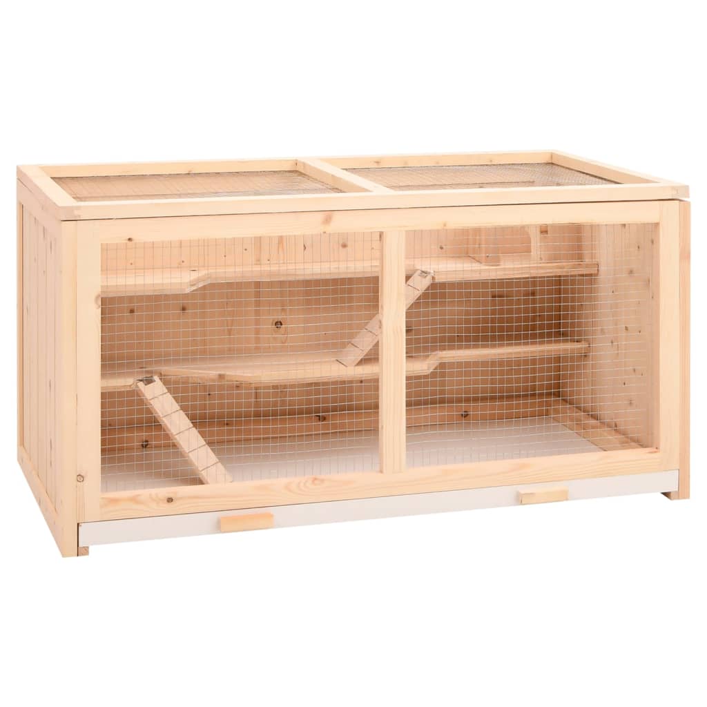 vidaXL Cușcă pentru hamsteri 104x52x54 cm, lemn masiv de brad