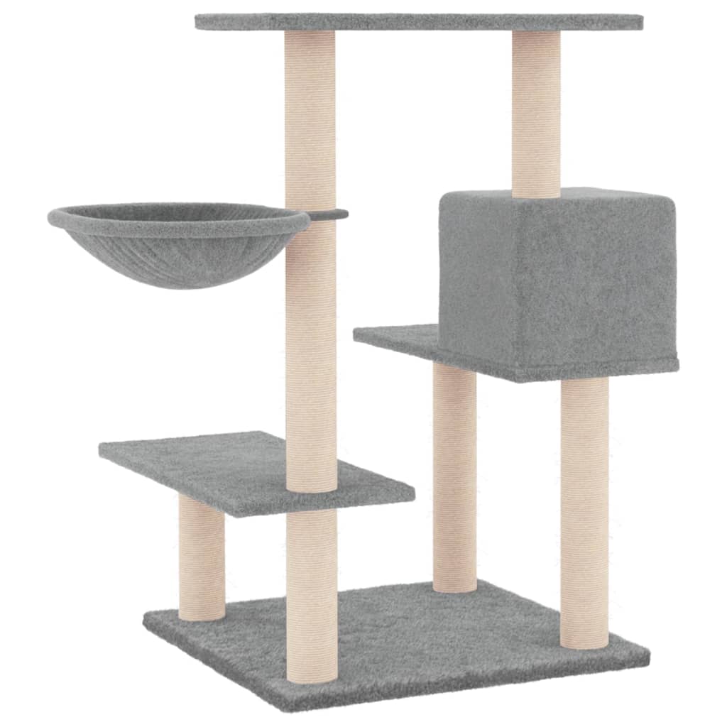 vidaXL Ansamblu pisici, stâlpi din funie sisal, gri deschis, 82,5 cm vidaXL Ansamblu pisici, stâlpi din funie sisal, gri deschis, 82,5 cm
