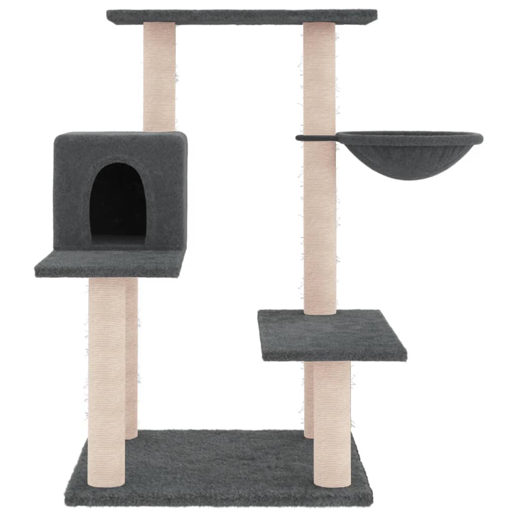vidaXL Ansamblu pisici cu stâlpi din funie sisal, gri închis, 82,5 cm vidaXL Ansamblu pisici cu stâlpi din funie sisal, gri închis, 82,5 cm