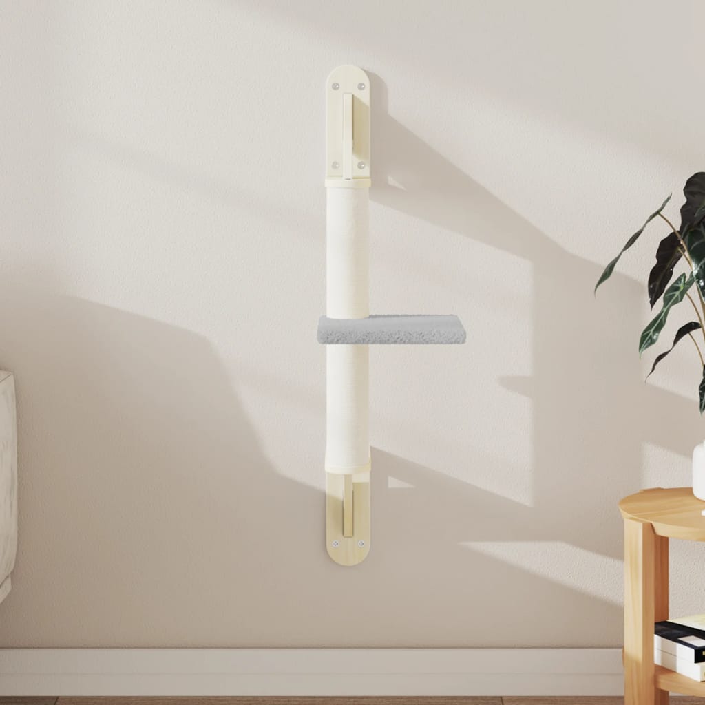 vidaXL Ansamblu pisici perete cu stâlp zgâriere, gri deschis, 85,5 cm vidaXL Ansamblu pisici perete cu stâlp zgâriere, gri deschis, 85,5 cm