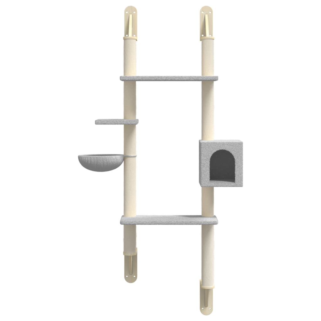 vidaXL Ansamblu pisici perete cu stâlp zgâriere, gri deschis, 180 cm vidaXL Ansamblu pisici perete cu stâlp zgâriere, gri deschis, 180 cm
