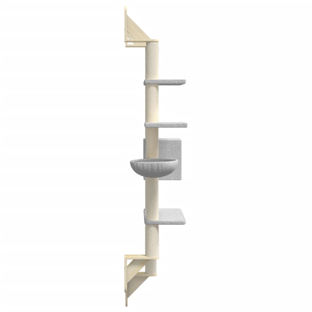 vidaXL Ansamblu pisici perete cu stâlp zgâriere, gri deschis, 180 cm vidaXL Ansamblu pisici perete cu stâlp zgâriere, gri deschis, 180 cm