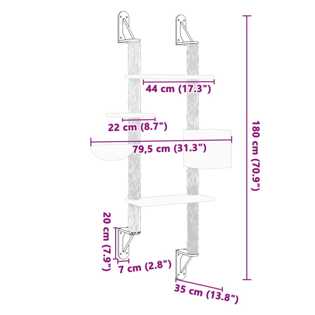 vidaXL Ansamblu pisici perete cu stâlp zgâriere, gri deschis, 180 cm vidaXL Ansamblu pisici perete cu stâlp zgâriere, gri deschis, 180 cm