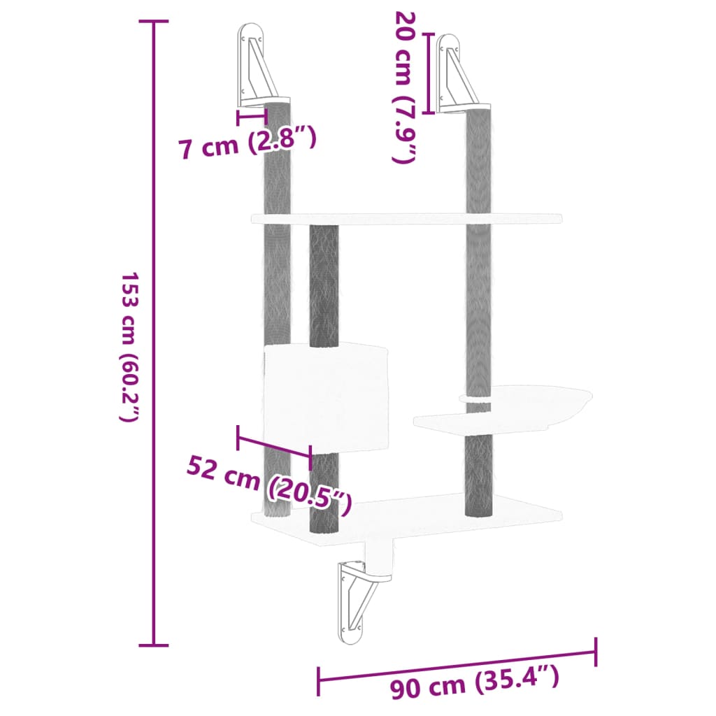 vidaXL Ansamblu pisici perete cu stâlp zgâriere, gri deschis, 153 cm vidaXL Ansamblu pisici perete cu stâlp zgâriere, gri deschis, 153 cm