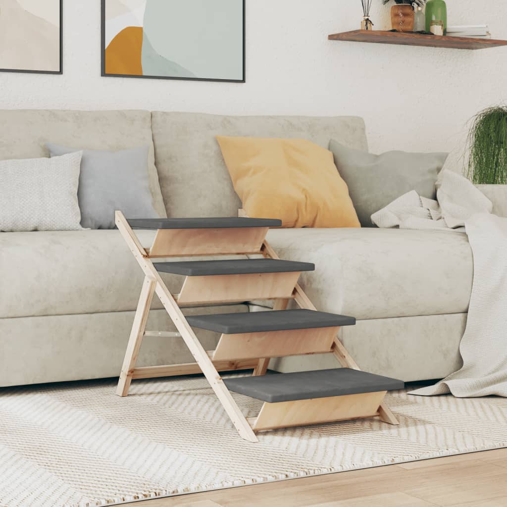 vidaXL Scară pentru câini, gri, 105x47 cm, lemn masiv de brad vidaXL Scară pentru câini, gri, 105x47 cm, lemn masiv de brad