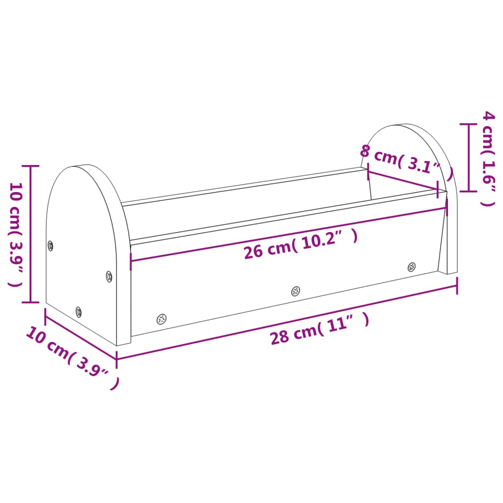 vidaXL Hrănitor pentru fân de iepuri, 28x10x10 cm, lemn masiv brad