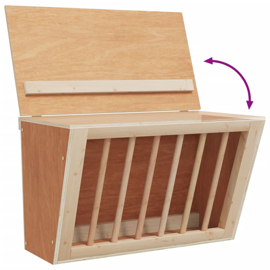 vidaXL Hrănitor pentru fân de iepuri, 37x18,5x23 cm, lemn masiv brad