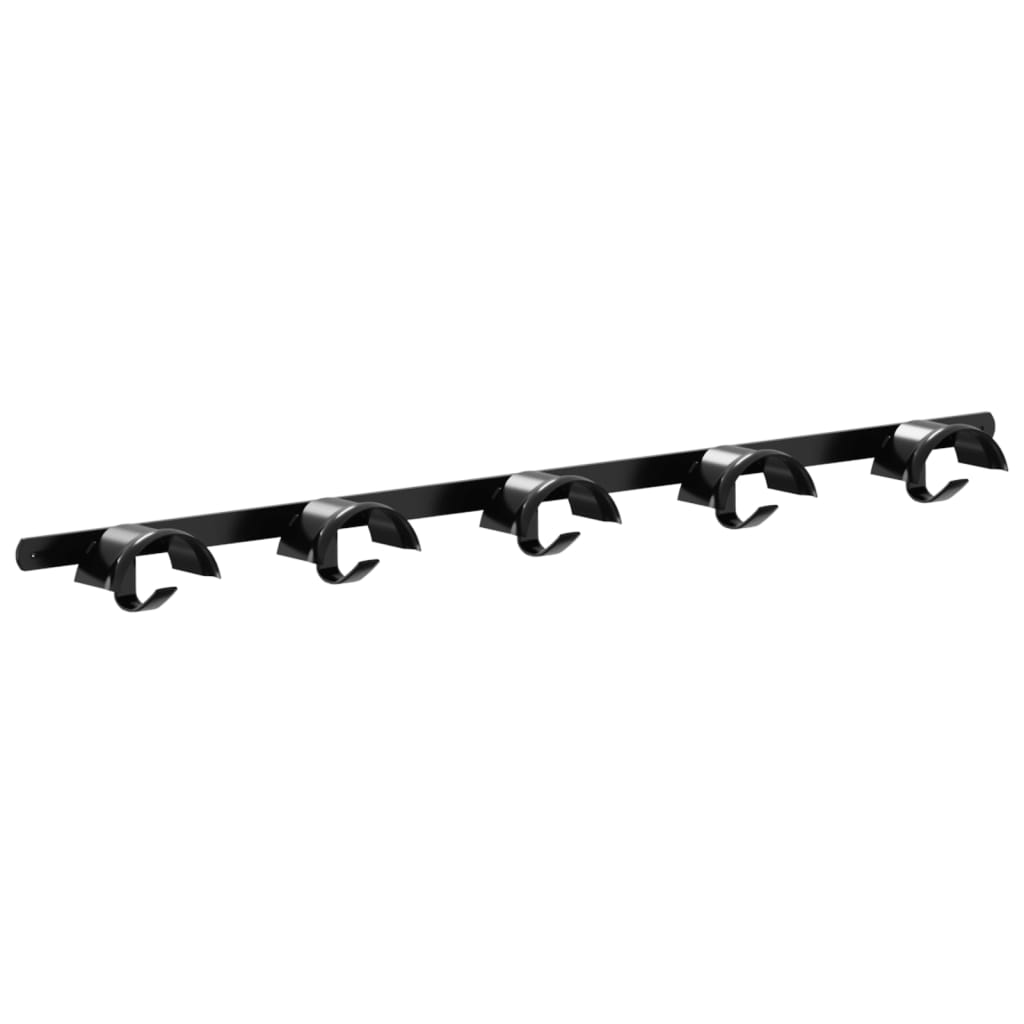 vidaXL Cuier pentru 5 căpestre, 5 cârlige, negru, fier vidaXL Cuier pentru 5 căpestre, 5 cârlige, negru, fier