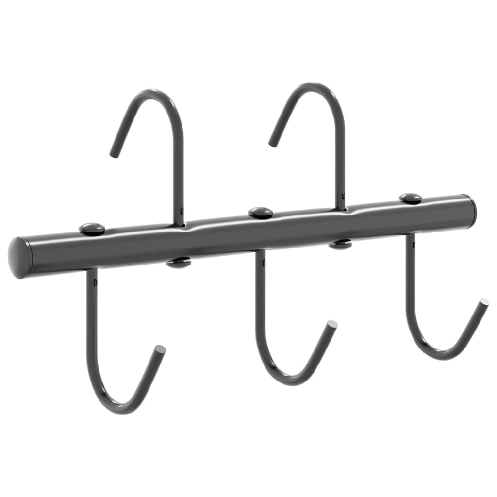 vidaXL Cuier pentru căpăstru cu 5 cârlige pivotante, negru, oțel vidaXL Cuier pentru căpăstru cu 5 cârlige pivotante, negru, oțel