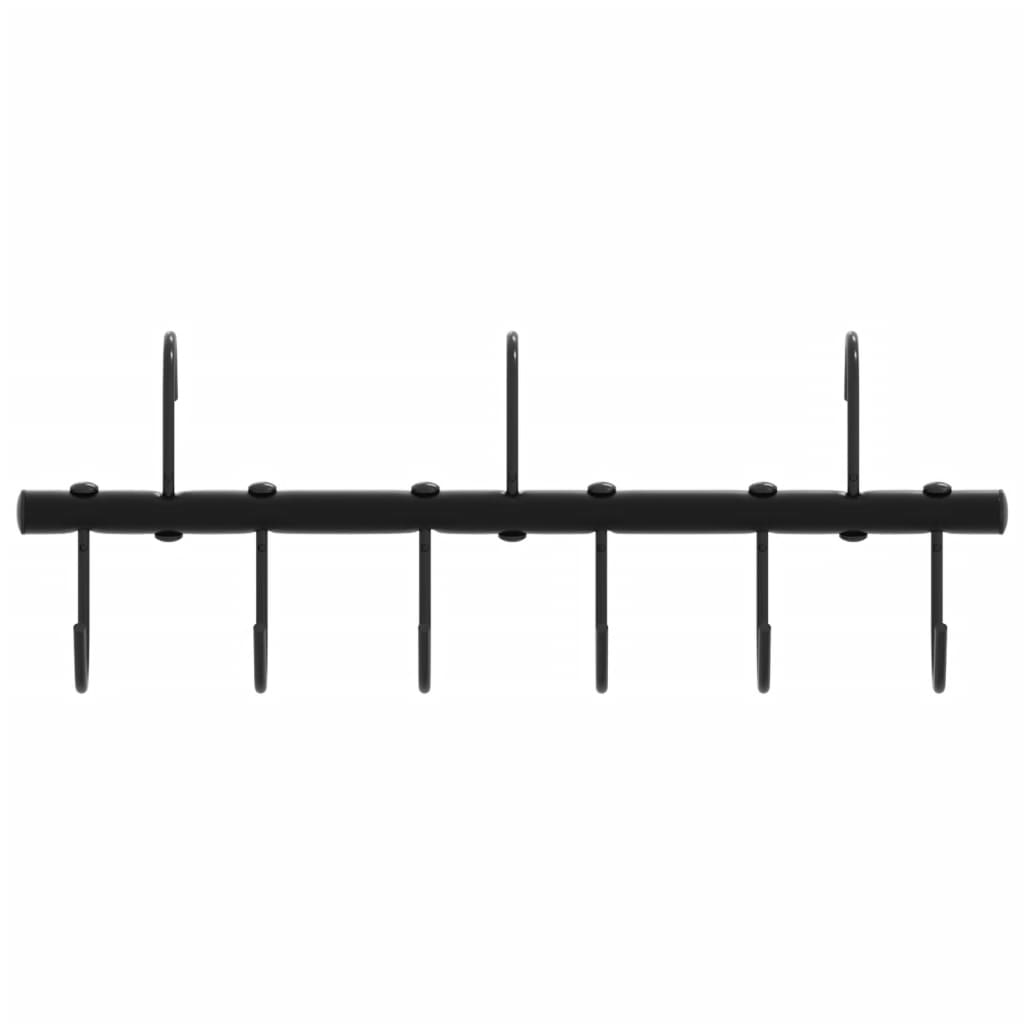 vidaXL Cuier pentru căpăstru cu 9 cârlige pivotante, negru, oțel vidaXL Cuier pentru căpăstru cu 9 cârlige pivotante, negru, oțel