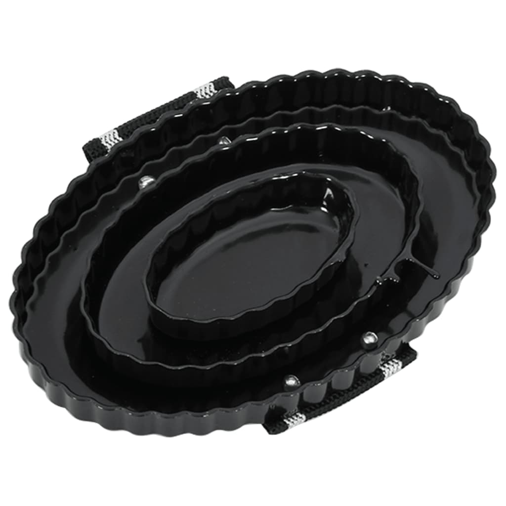vidaXL Piepteni de îngrijire curry, 3 buc., negru, oțel vidaXL Piepteni de îngrijire curry, 3 buc., negru, oțel