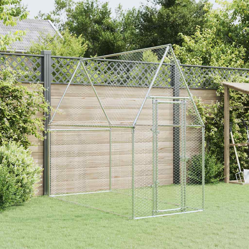 vidaXL Coteț pentru păsări, gri, 200x100x190 cm, oțel galvanizat vidaXL Coteț pentru păsări, gri, 200x100x190 cm, oțel galvanizat