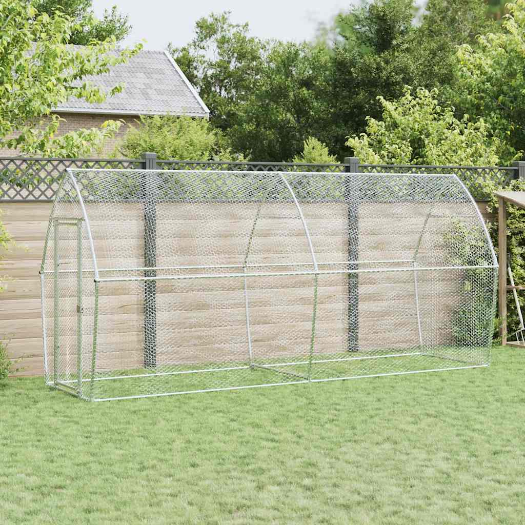 vidaXL Coteț pentru păsări, gri, 400x105x182 cm, oțel galvanizat vidaXL Coteț pentru păsări, gri, 400x105x182 cm, oțel galvanizat