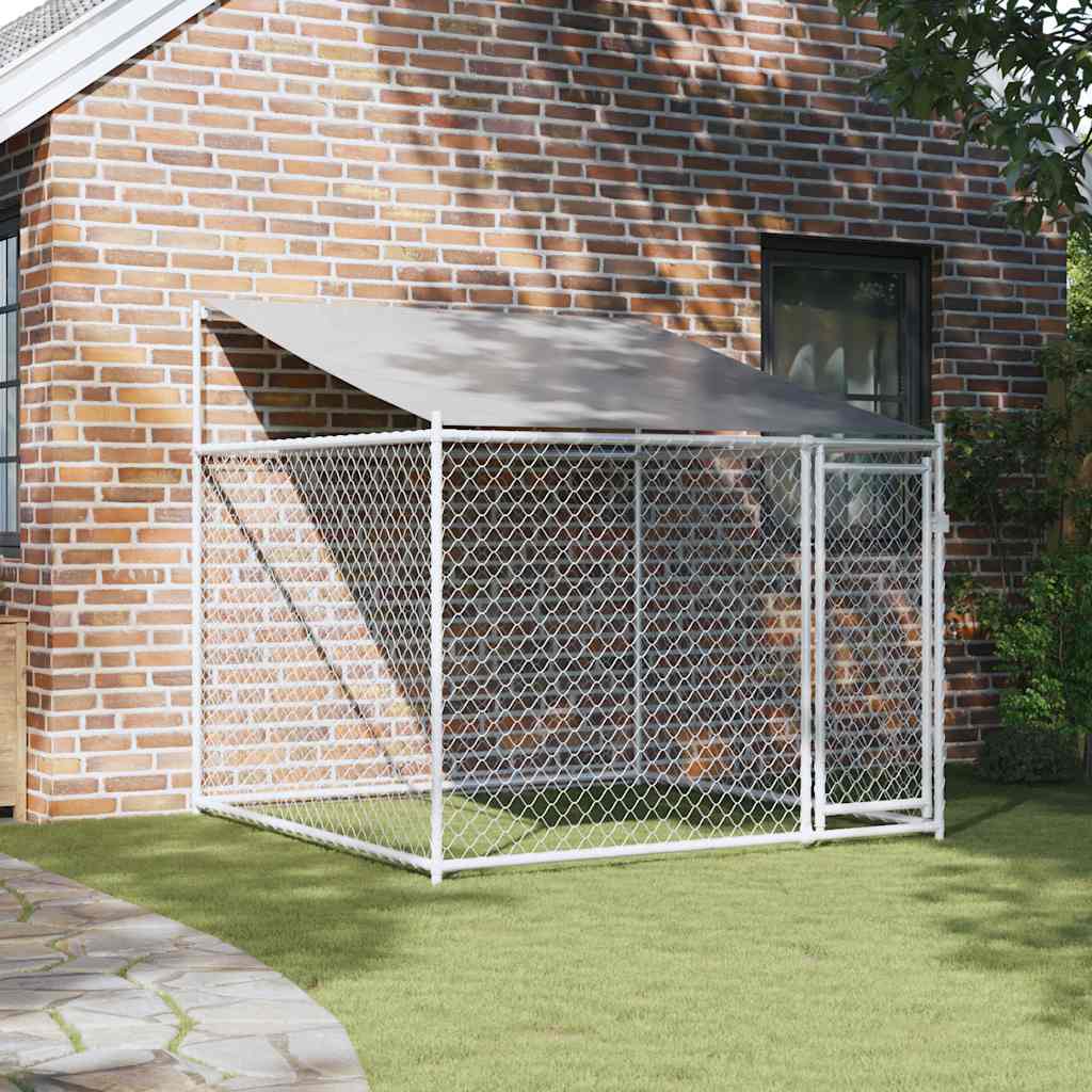 vidaXL Cușcă de câini cu acoperiș și ușă gri, 2x2x2 m, oțel galvanizat vidaXL Cușcă de câini cu acoperiș și ușă gri, 2x2x2 m, oțel galvanizat