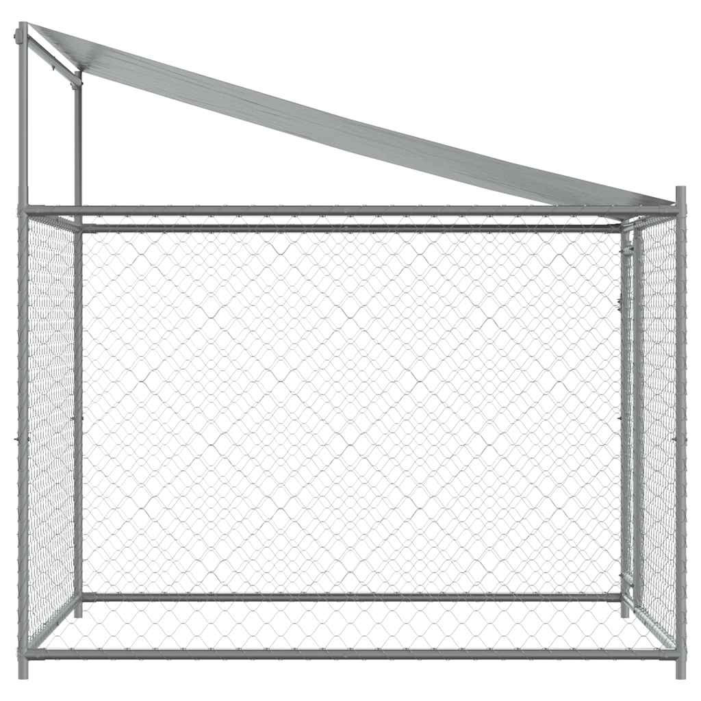 vidaXL Cușcă de câini cu acoperiș și ușă gri, 2x2x2 m, oțel galvanizat vidaXL Cușcă de câini cu acoperiș și ușă gri, 2x2x2 m, oțel galvanizat