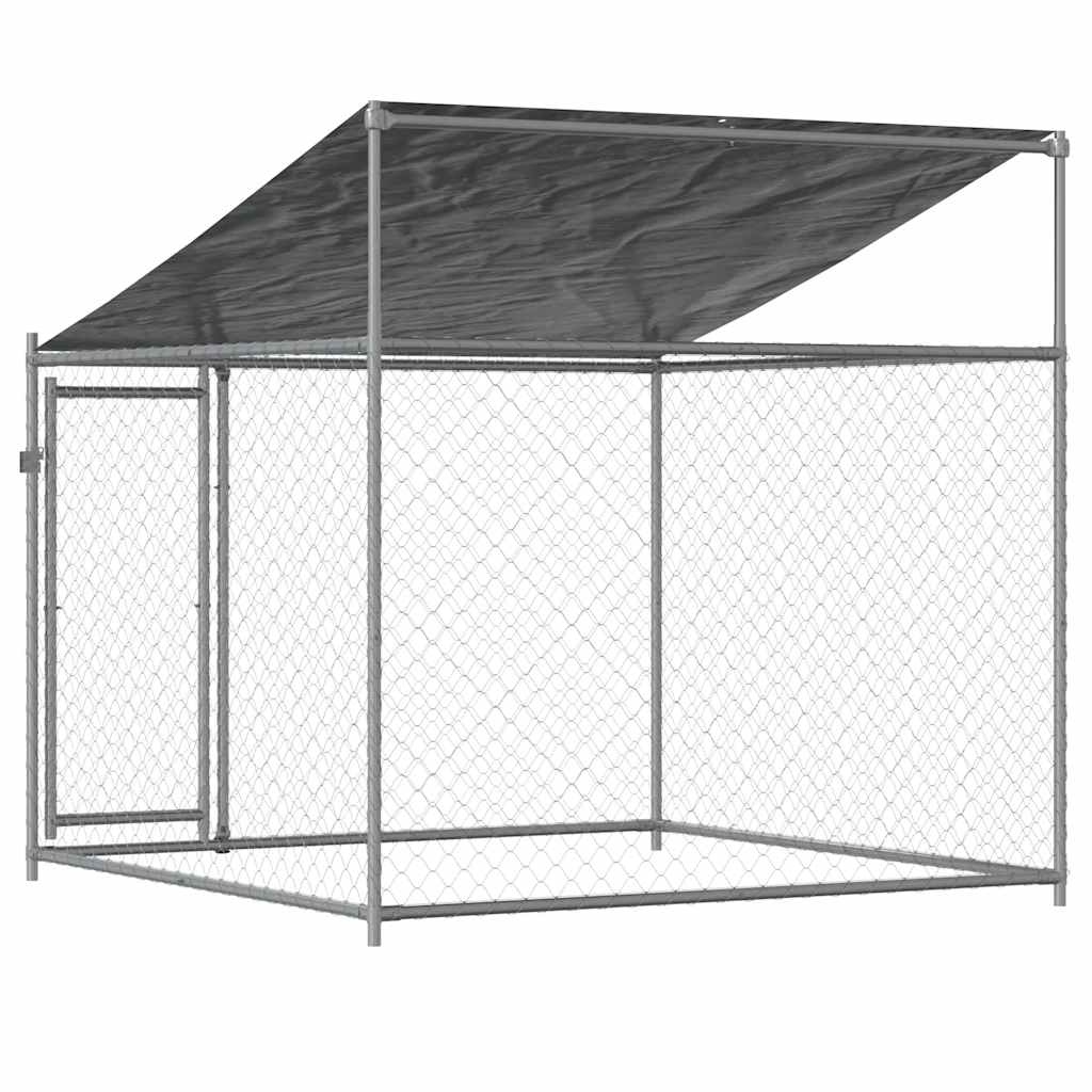 vidaXL Cușcă de câini cu acoperiș și ușă gri, 2x2x2 m, oțel galvanizat vidaXL Cușcă de câini cu acoperiș și ușă gri, 2x2x2 m, oțel galvanizat