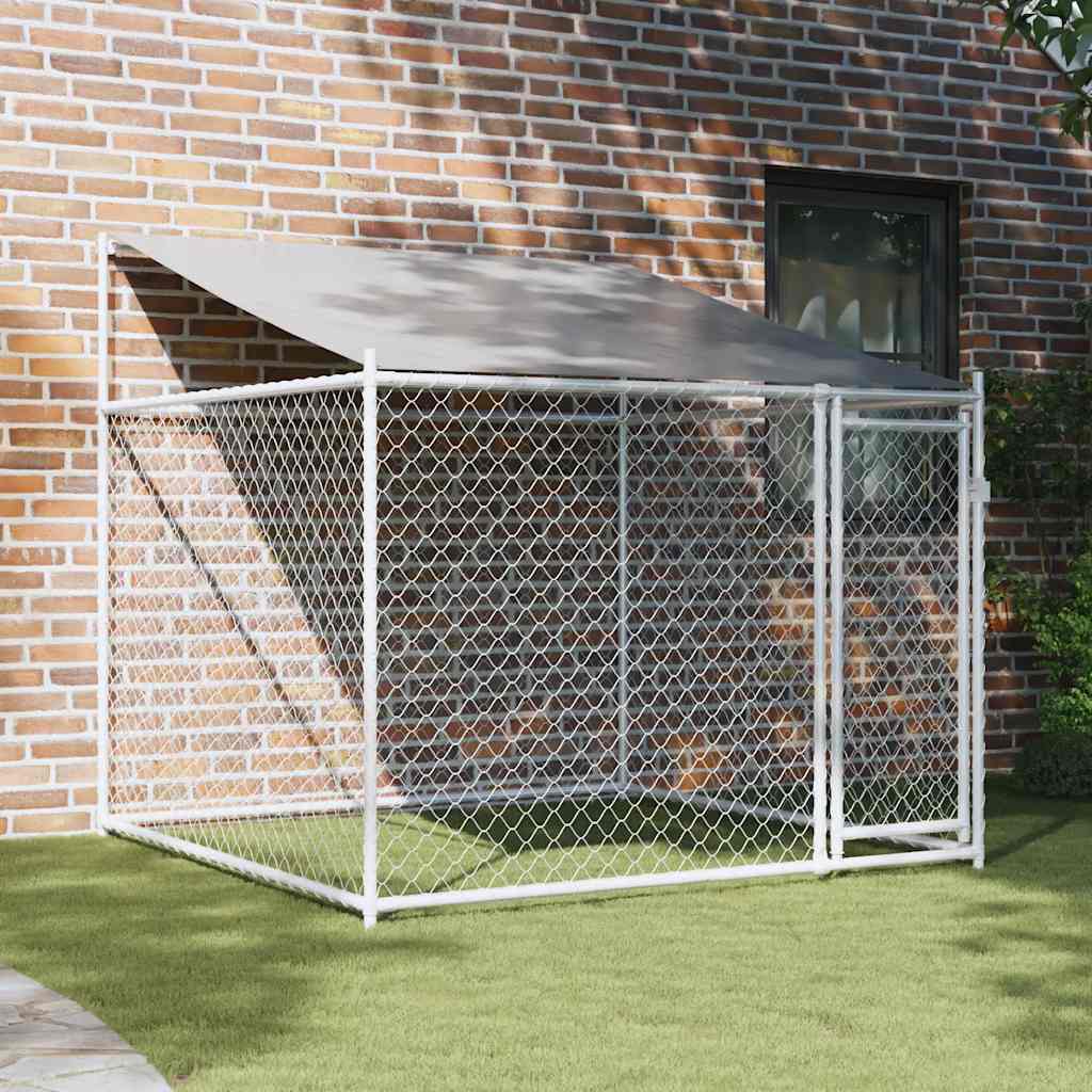 vidaXL Cușcă de câini cu acoperiș și ușă gri, 2x2x2 m, oțel galvanizat vidaXL Cușcă de câini cu acoperiș și ușă gri, 2x2x2 m, oțel galvanizat