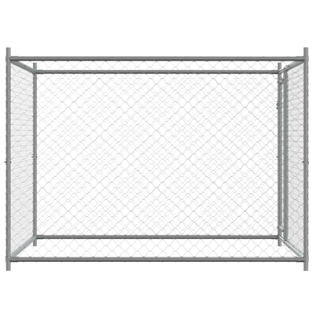 vidaXL Cușcă pentru câini cu ușă, gri, 2x2x1,5 m, oțel galvanizat